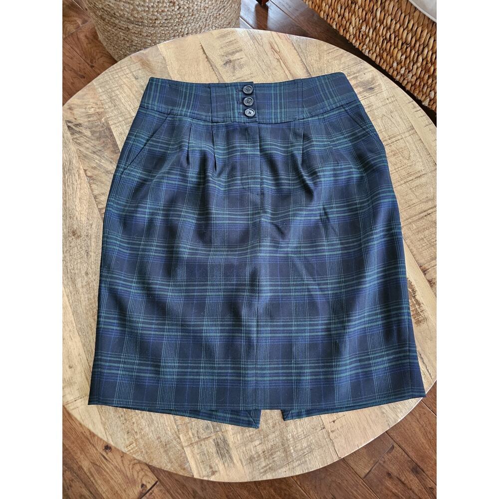 J. Crew Plaid Wool Blend Pencil Skirt Women's Size 4 Career Preppy Academia